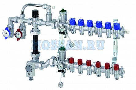 Сборн. регул. узел для сист. нап. отопл. коллект. 1", 3 отв. М24х19
