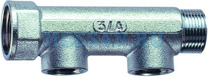 Коллектор 1 1/4" (ВР-НР) с 2 отв. 1/2" ВР (межосев. 50 мм)