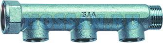 Коллектор 3/4" (ВР-НР) с 3 отв. 1/2" ВР (межосев. 50 мм)