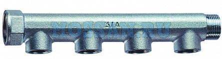 Коллектор 3/4" (ВР-НР) с 4 отв. 1/2" ВР (межосев. 50 мм)