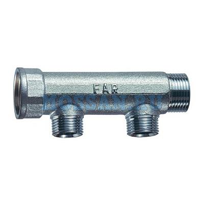 Коллектор 3/4" (ВР-НР) с 2 отв. 1/2" НР (межосев. 50 мм) плоское уплотнение