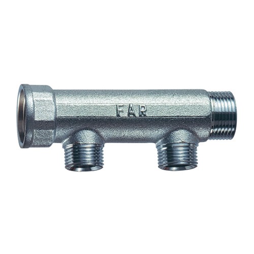 Коллектор 1" (ВР-НР) с 2 отв. 3/4" НР (межосев. 50 мм) под плоск. уплотн.