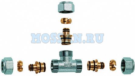 Тройник  1/2" с 3 концовками для м/п труб 16х2